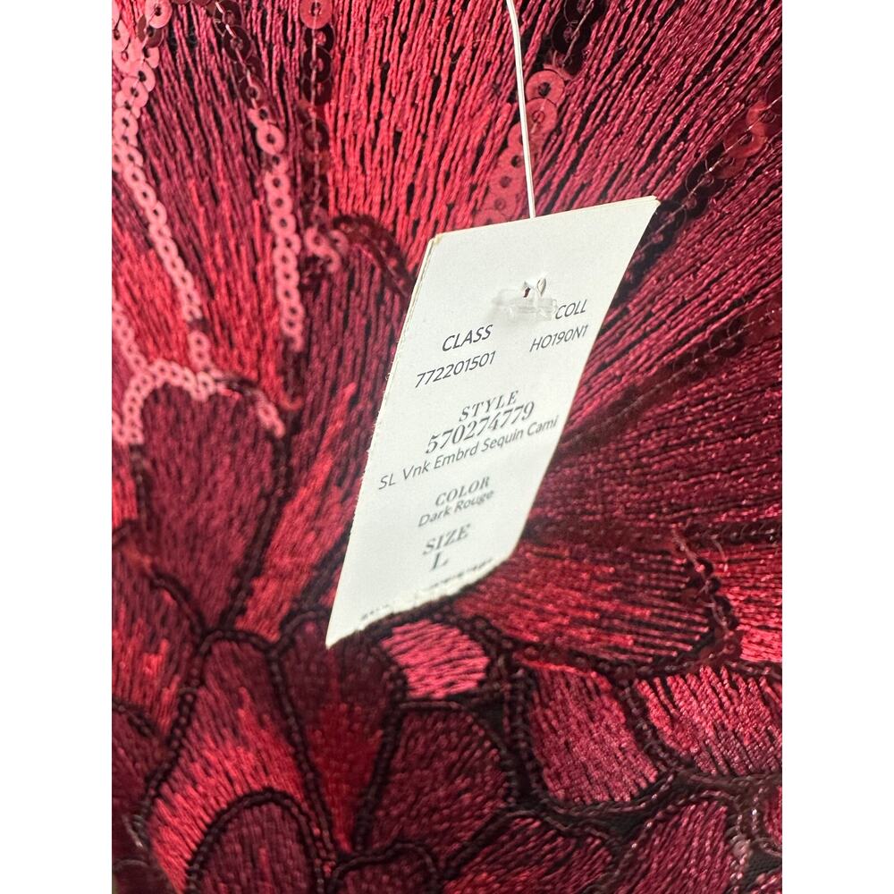 NWT White House Black Market Sequin Embroidered Camisole Top Red Blouse Large - Picture 11 of 16